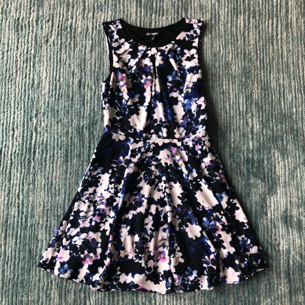 Express floral fit and flare dress